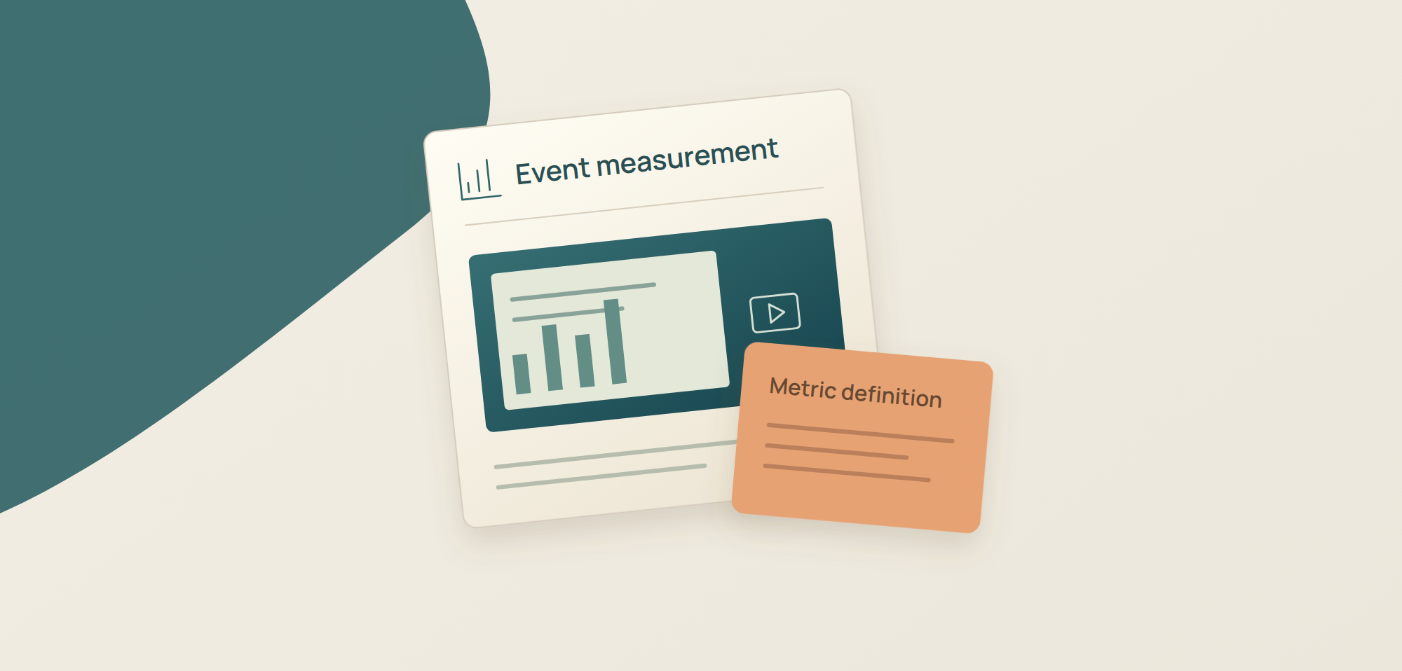 Illustration of an event measurement report with a results chart and a metric definition card