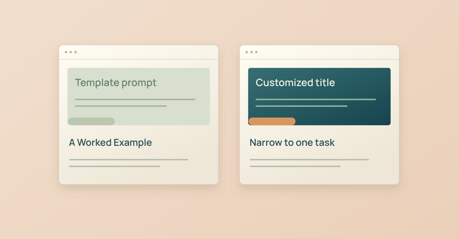Comparison of a generic template prompt with a customized slide title narrowed to one task